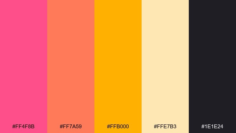 peachy pop color palette with hex codes