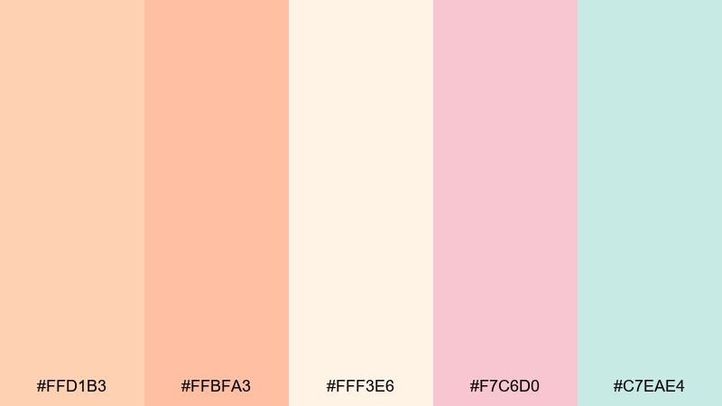 peachy ribbon baby shower color palette with hex codes