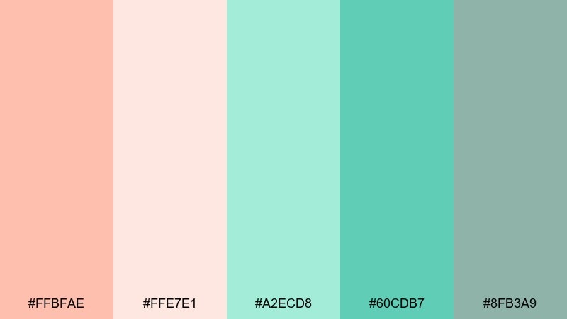 peachy spa day peach mint color palette with hex codes
