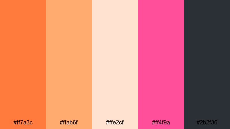 peachy sunset brochure color palette with hex codes