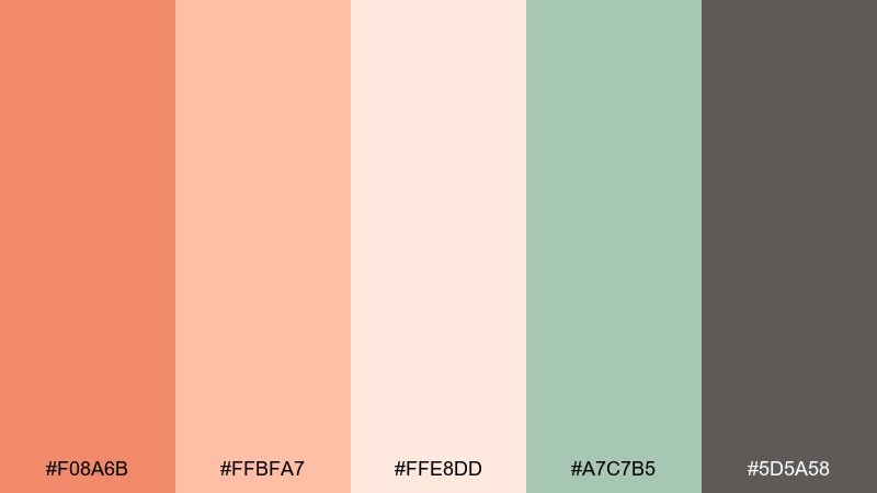 peachy terrazzo color palette with hex codes