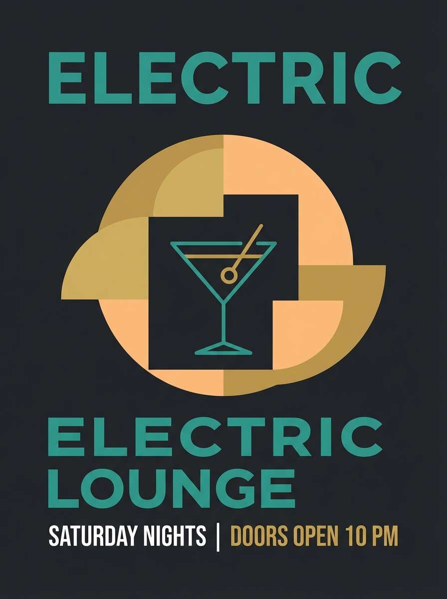 teal gold cocktail flyer