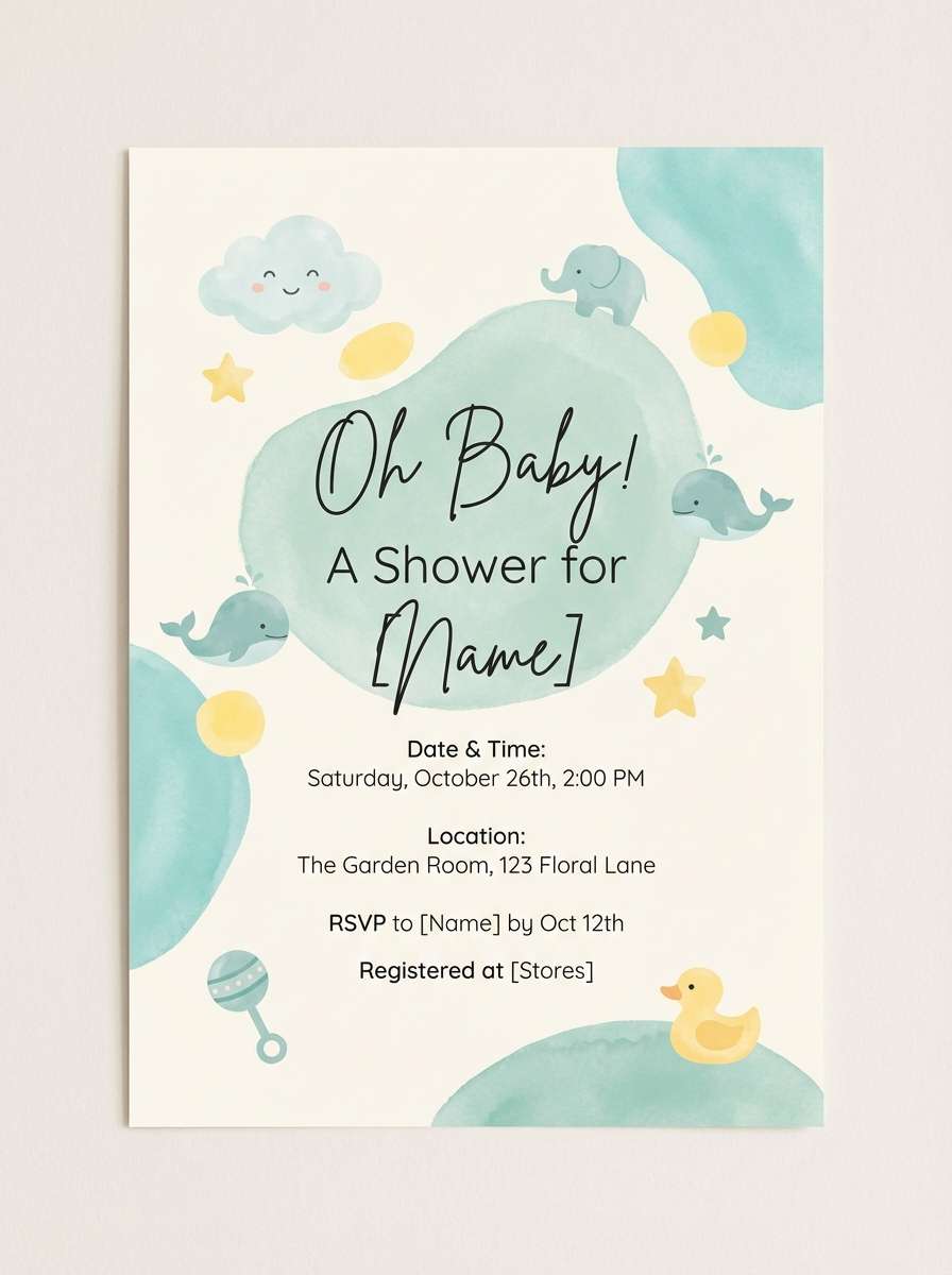 seafoam baby shower invite