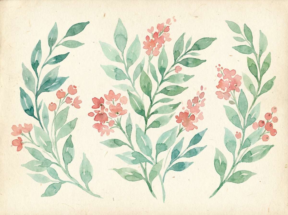 watercolor teal botanical in peacock color palette