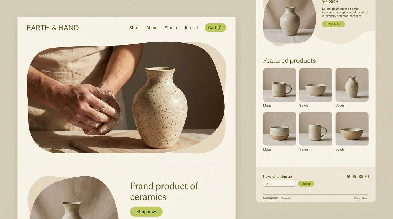 ceramics website mockup