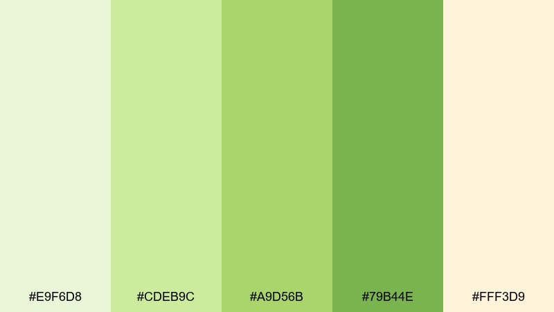 pear sorbet pale green color palette with hex codes