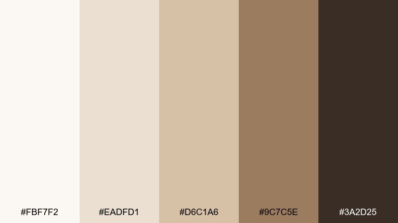 pearl and champagne beach color palette with hex codes