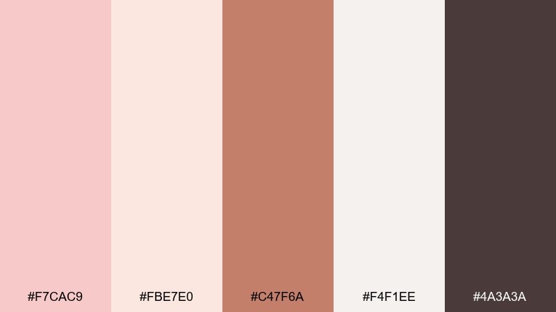 pearl & copper glow rose quartz color palette with hex codes