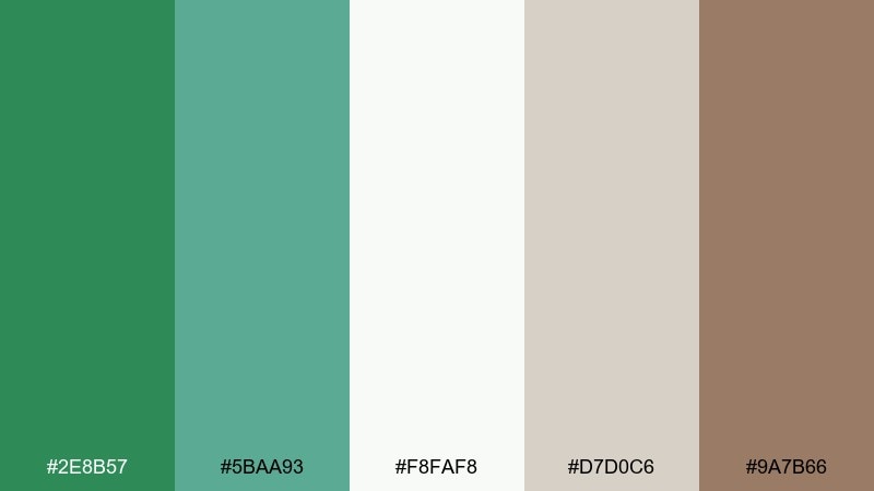 pearl and seaweed sea green color combination with hex codes