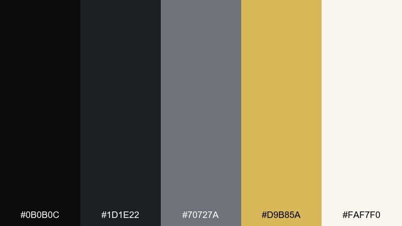 pearl black tie color palette with hex codes