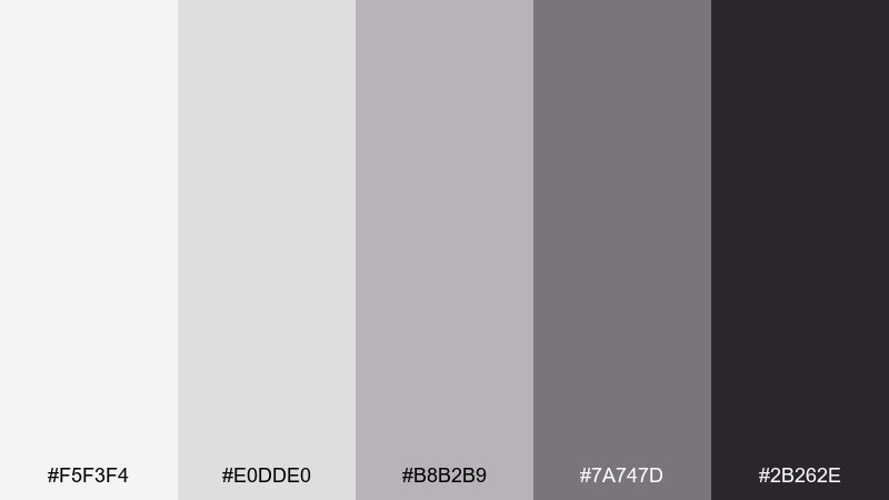 pearl charcoal color palette with hex codes