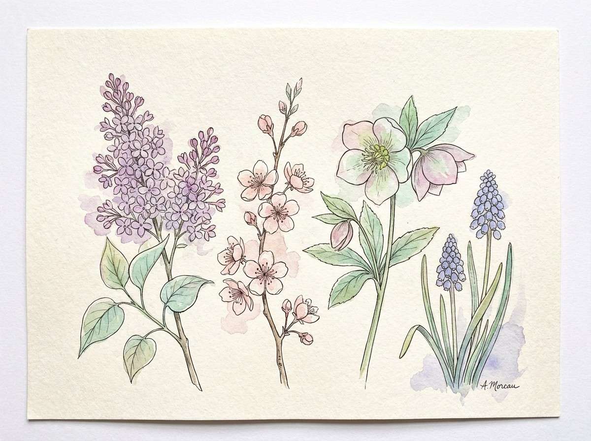 pastel botanical watercolor