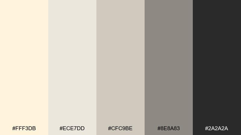 pearl gray minimal cream color palette with hex codes