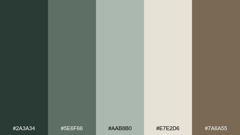 peatland fog botanical color palette with hex codes