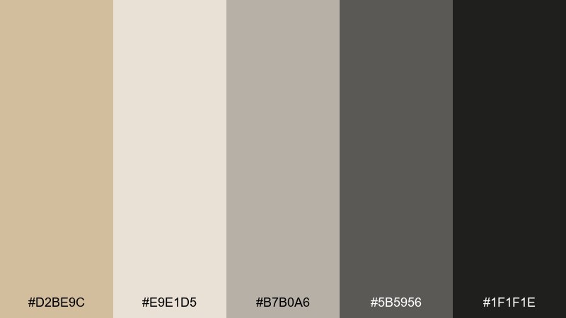 pebble and charcoal beige sand color palette with hex codes