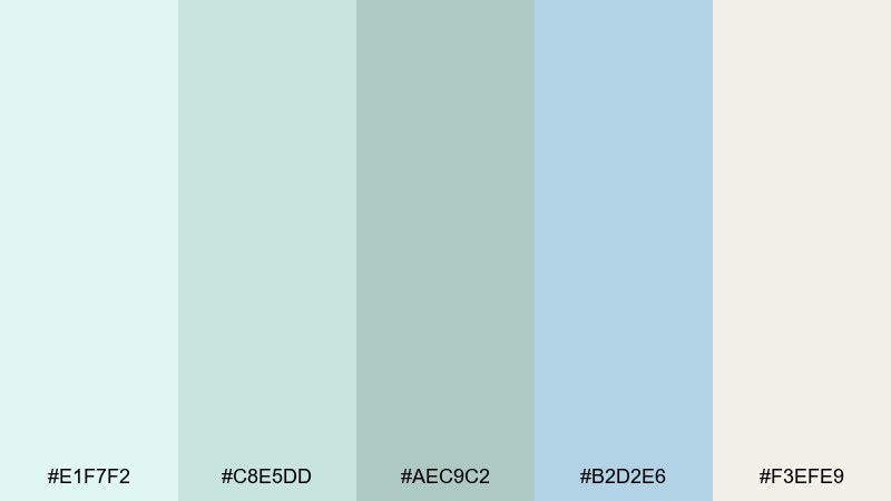 pebble creek pastel blue green color palette with hex codes