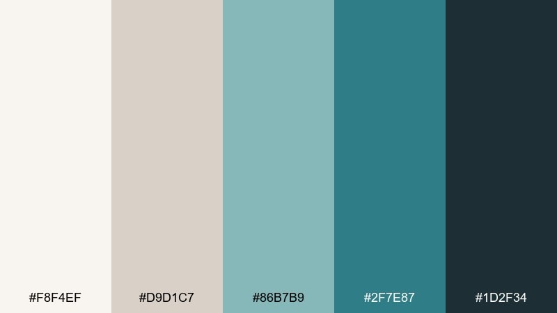 pebble shore ocean wave color palette with hex codes