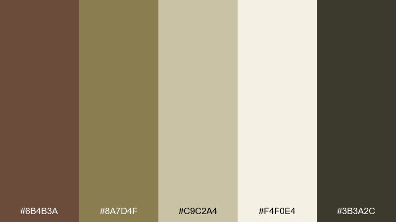 pecan olive coffee brown color palette with hex codes