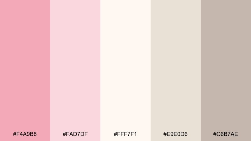 peony and cream pastel red color palette with hex codes