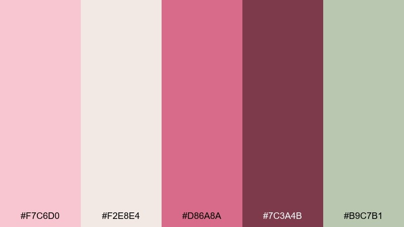 peony blush floral color palette with hex codes