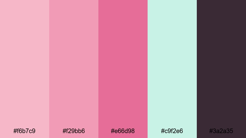peony garden watercolor color palette with hex codes