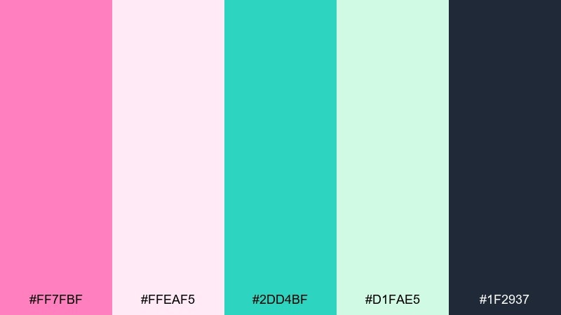 peony mint tea color palette with hex codes