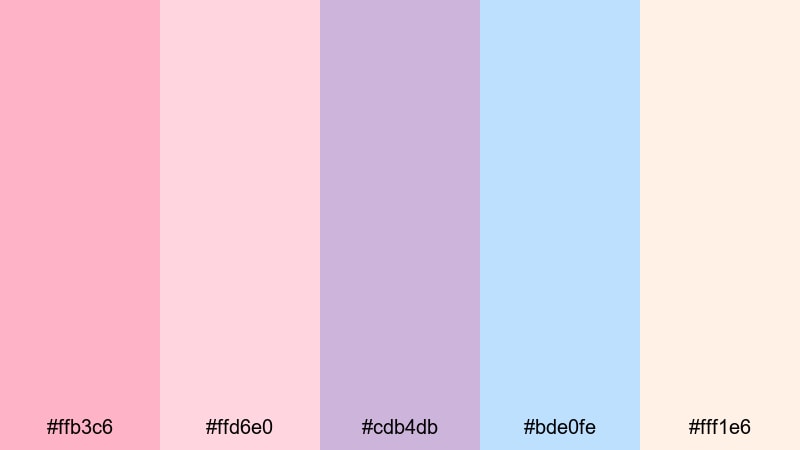 peony pastels color palette with hex codes