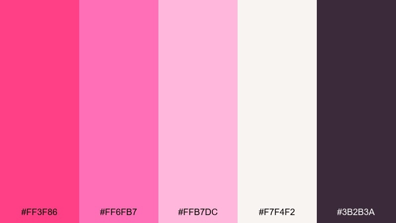 peony punch pink flamingo color palette with hex codes