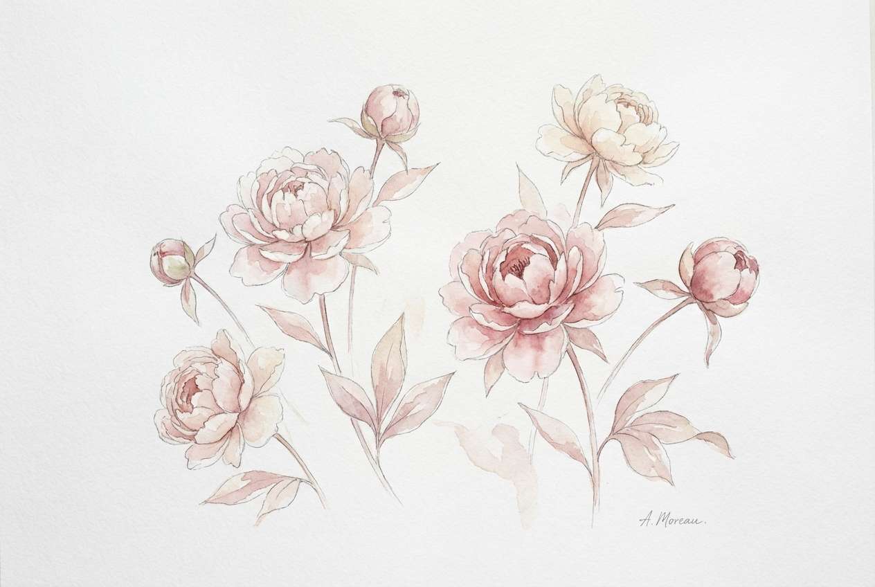 peony watercolor print