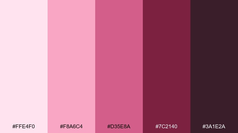 peony wine pink maroon color palette with hex codes