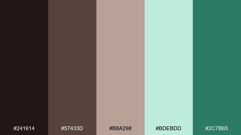 peppermint-ledger chocolate mint color palette with hex codes