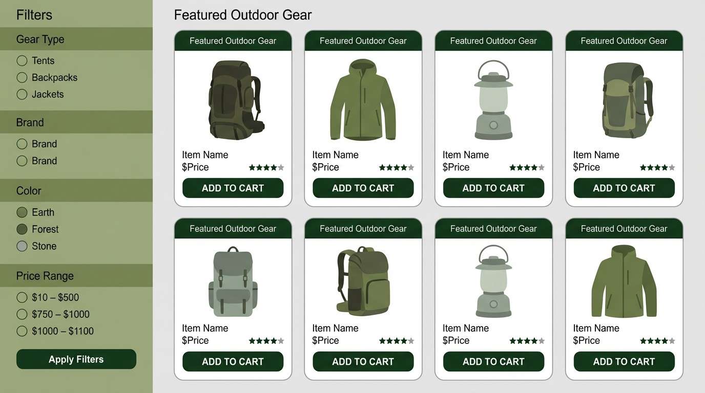 outdoor gear ecommerce ui