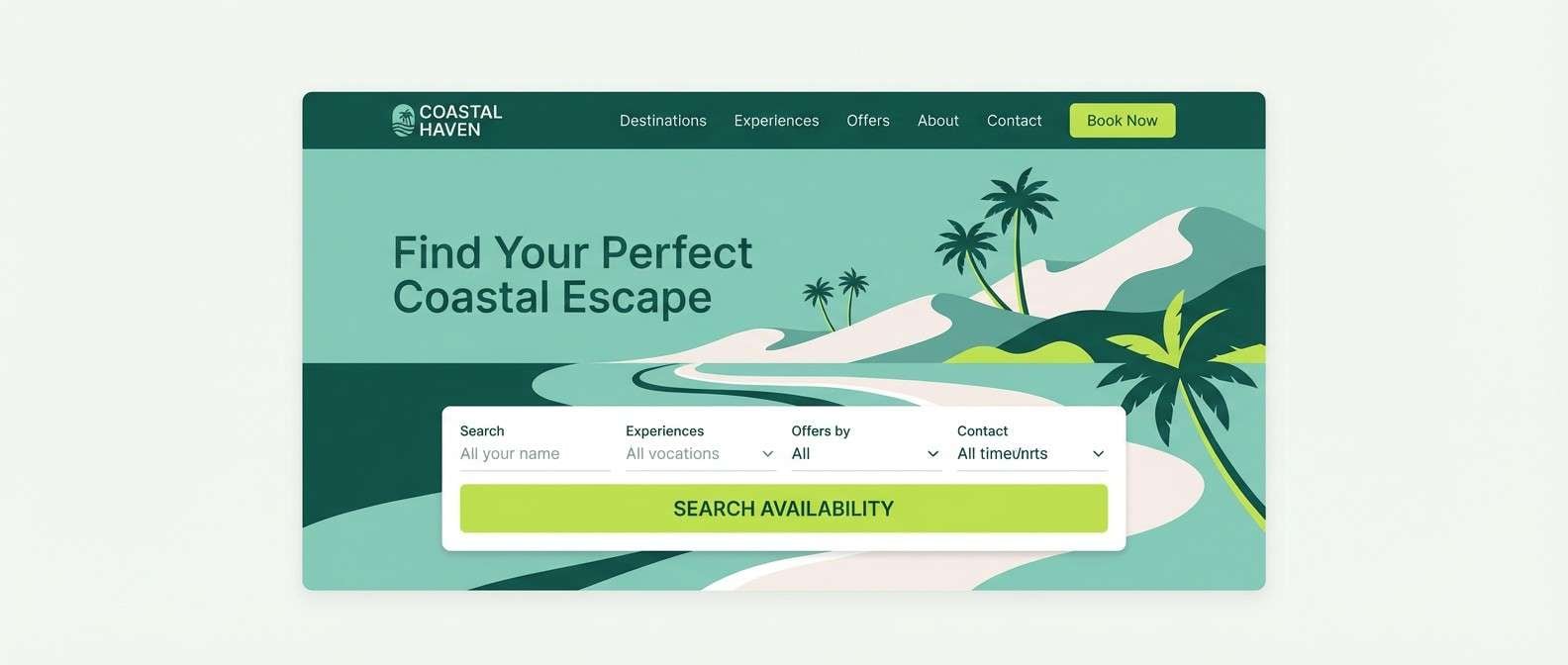 resort booking hero ui