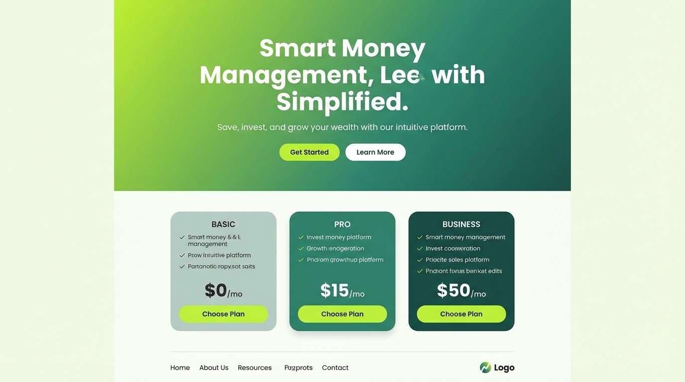fintech landing page ui