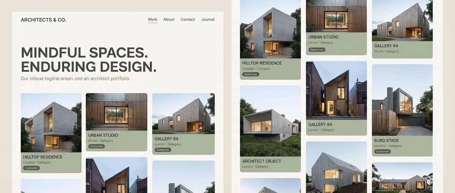 architect portfolio website mockup