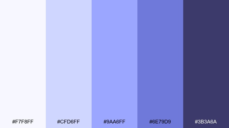 periwinkle breeze iris color palette with hex codes