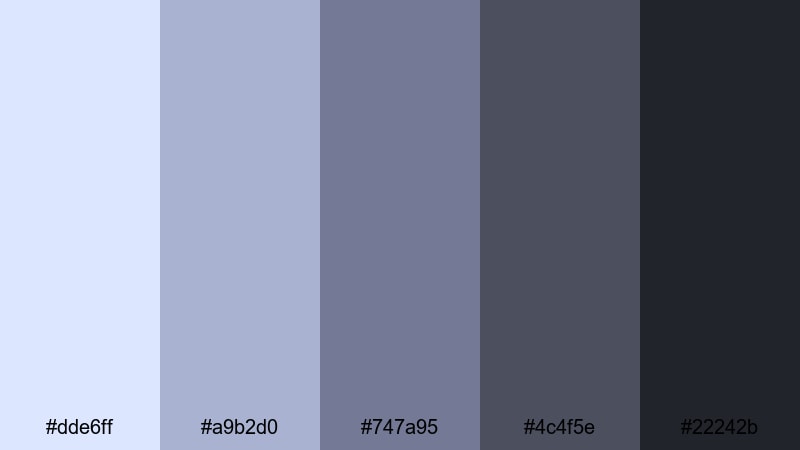 periwinkle coal modern color palette with hex codes