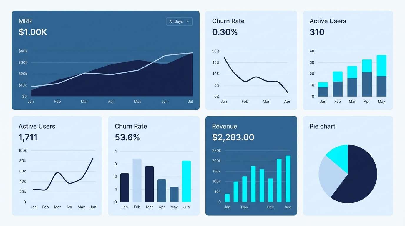 saas dashboard in cobalt tones