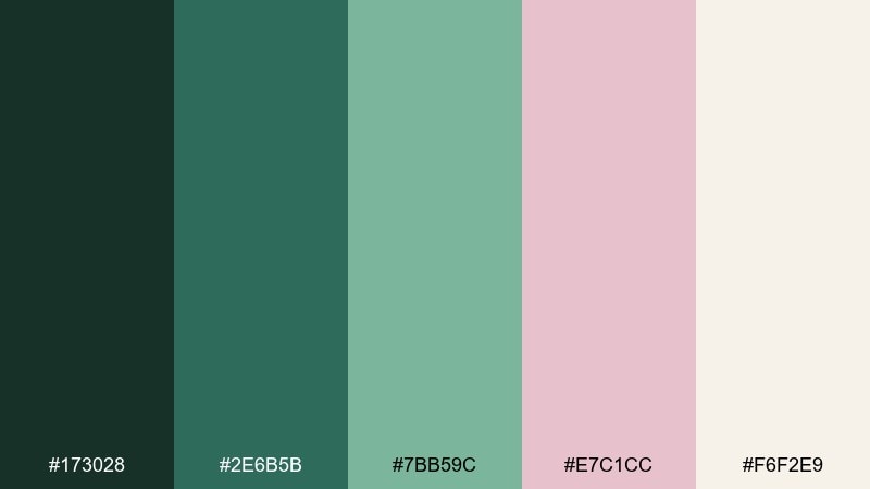 petal and pine enchanted garden color palette with hex codes
