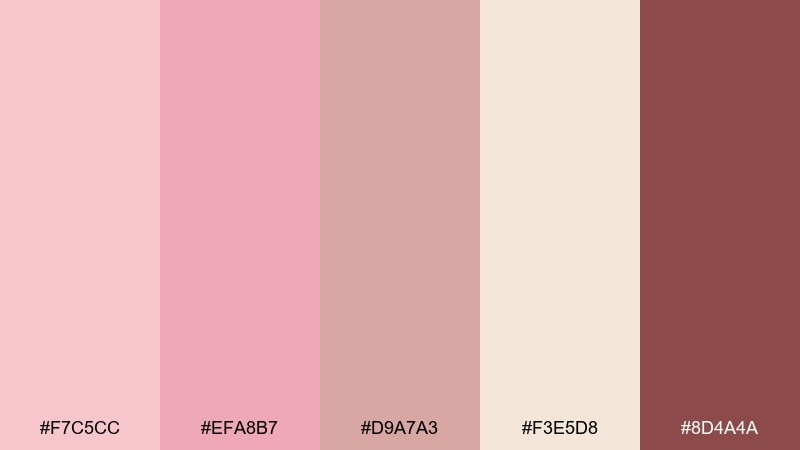 petal botanical rose gold pink color palette with hex codes
