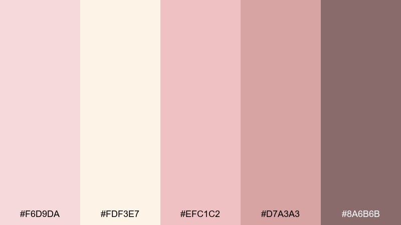 petal oat pink cream color palette with hex codes