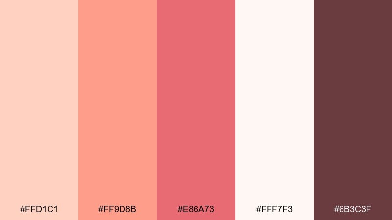 petal peach love color palette with hex codes
