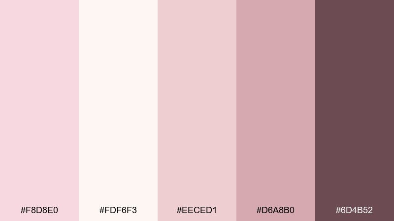 petal powder champagne pink color palette with hex codes