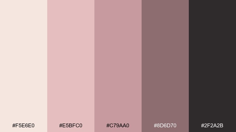 petal smoke rose gold champagne color palette with hex codes