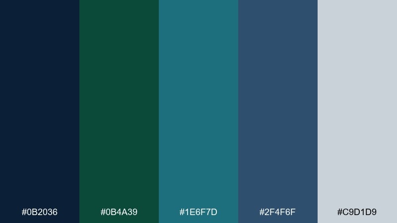 petrol forest color palette with hex codes