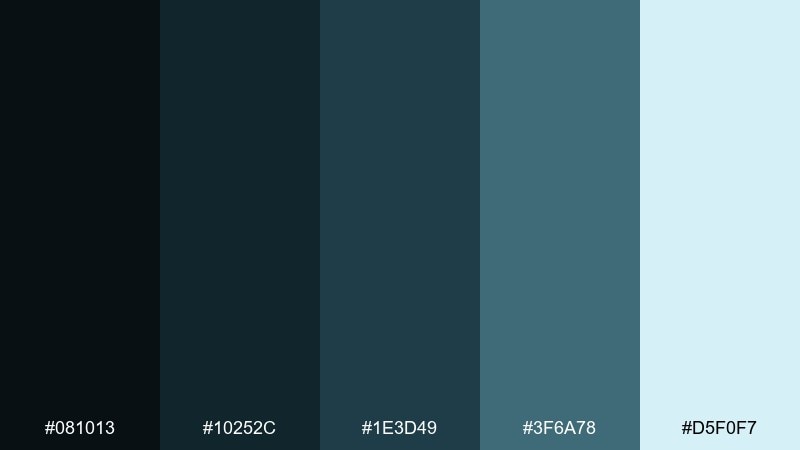 petrol steel color palette with hex codes