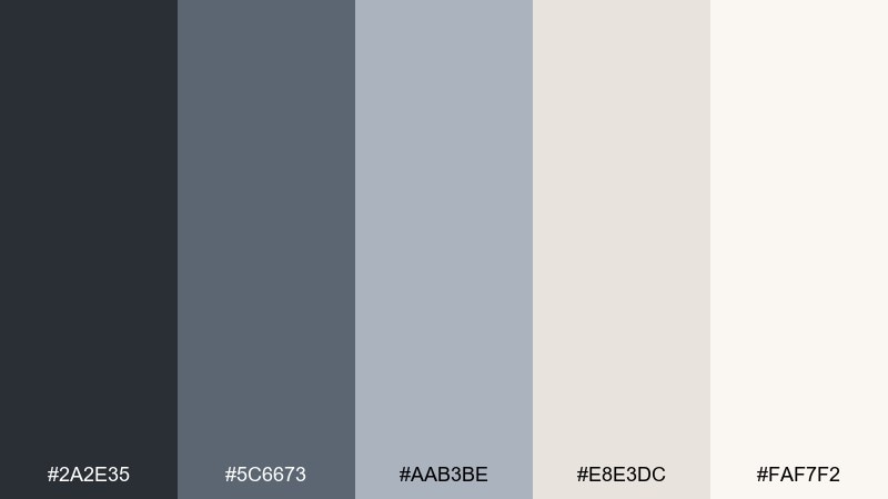 pewter and pearl color palette with hex codes