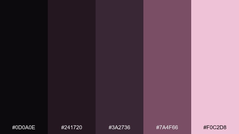phantom mauve black hole color palette with hex codes