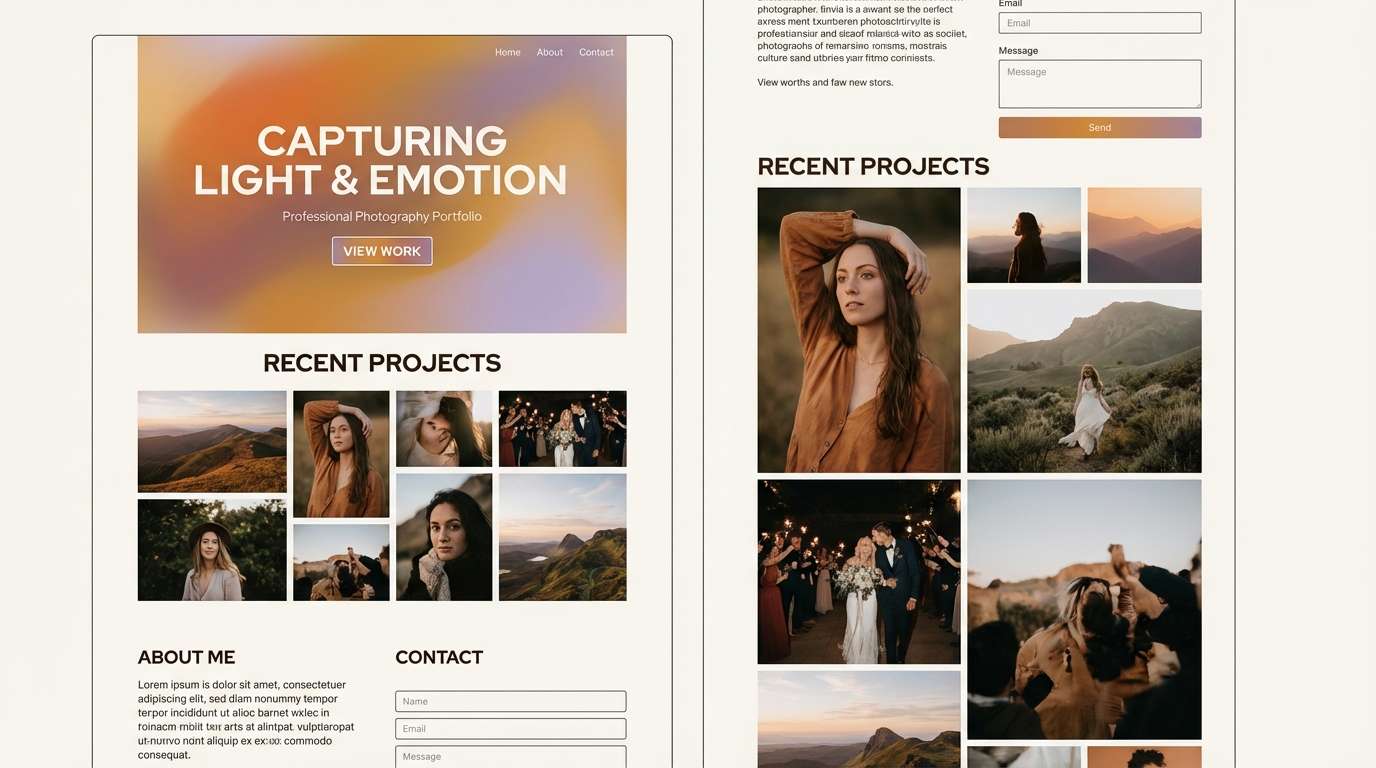photography landing ui