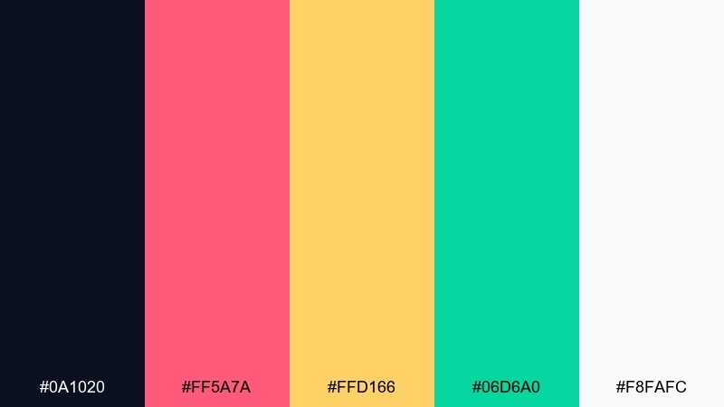 photon coral futuristic color palette with hex codes